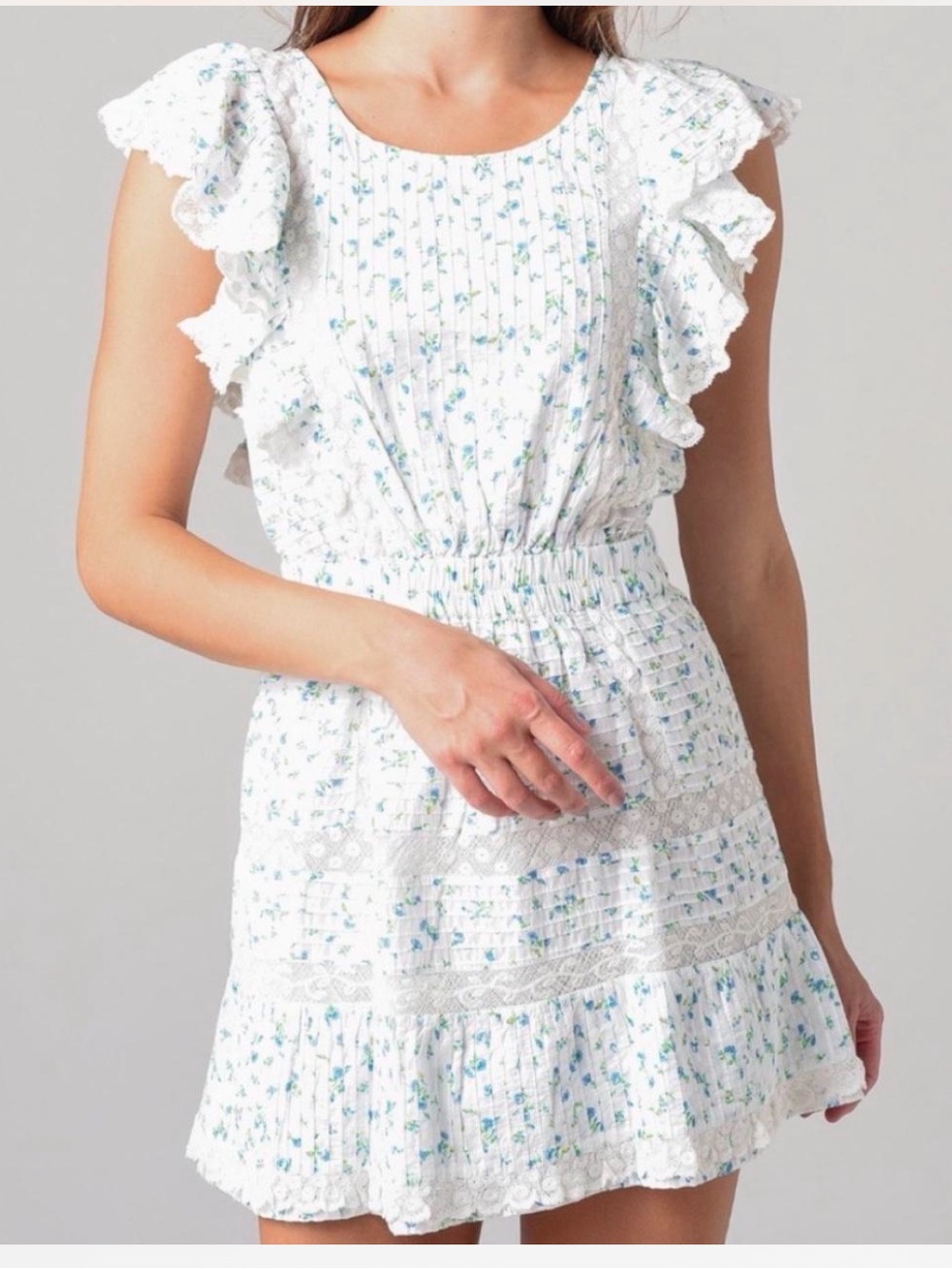 LoveShackFancy Roberta Cotton Mini Dress Floral XS